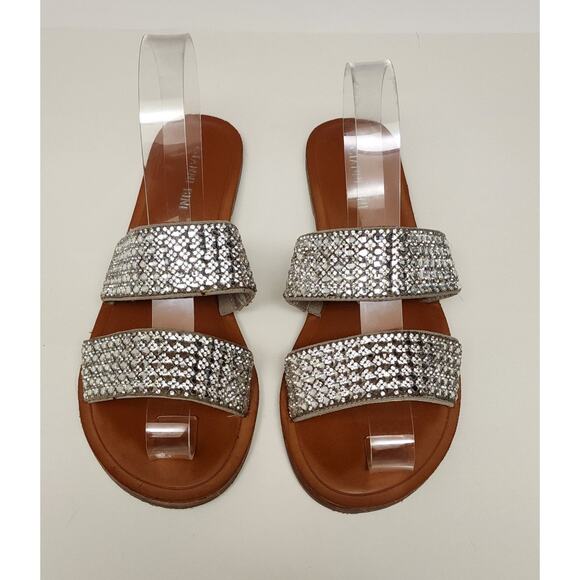 Gianni Bini Rhinestones Flat Sandals Size 6.5M - Picture 1 of 6
